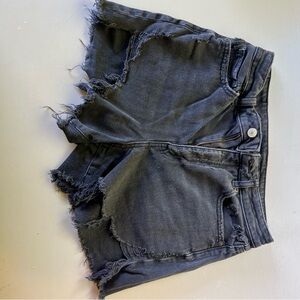 Distressed Black Denim Shorts